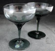 Lenox Crystal Blue Rhapsody Group of 2 Champagne Tall Sherbets Glasses