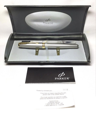 Parker Sonnet Satin Stainless G/T RollerBall Pen New in Box Product Parker#49800