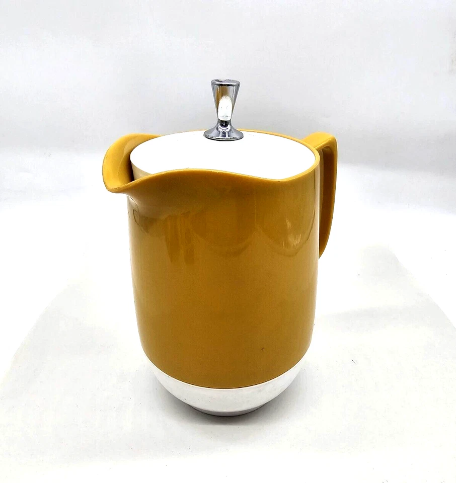 THERMOS DE COLECCIÓN ARTÍCULOS AISLADOS Mid Century oro blanco caliente/frío jarra jarra tapa Foto 2 de 4