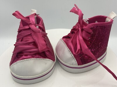 Build-A-Bear FUCHSIA SPARKLE HIGH TOPS Teddy Bear TENNIS Shoes Sneakers