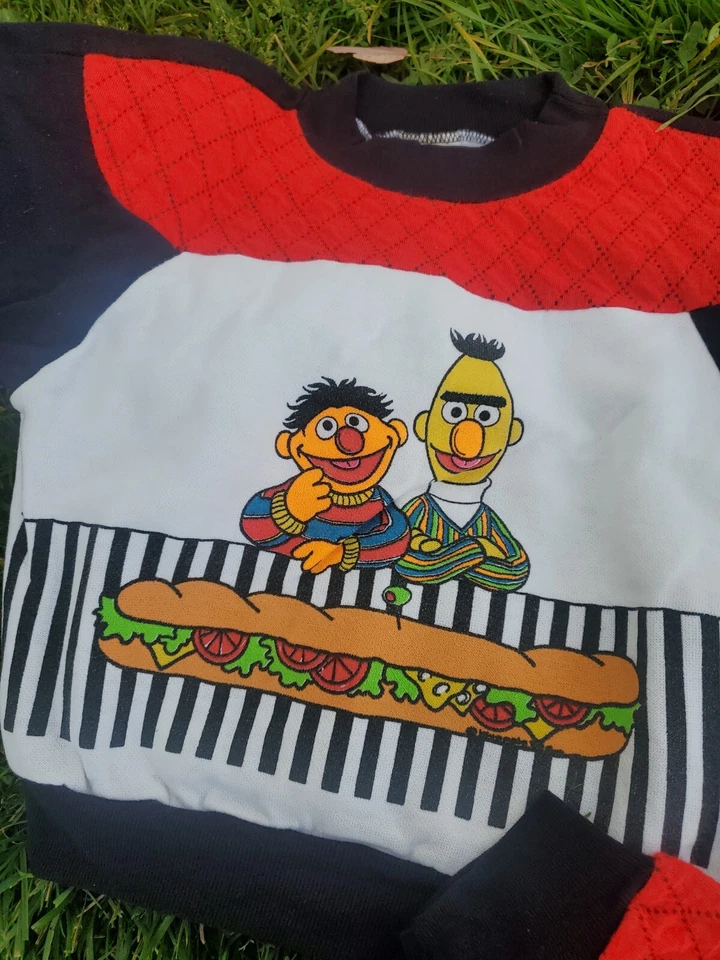Vtg JcPenney Sesame Street Bert & Ernie Sub Sandwich Sweat Outfit Pants Shirt 5 - Image 3 of 4