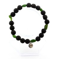 Steine Und MinéRaux. Armband Diopsid Du Brazilien + Perlen Lava 8 Mm. Made IN E