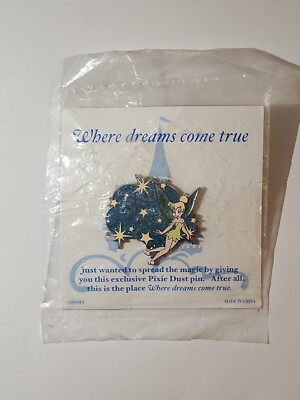 Disney Tinker Bell Pin Exclusive Pixie Dust Pin Where Dreams Come True - In Bag
