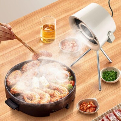 Portable Range Hood, Desktop Range Hood with 3 Speed Exhaust Fan, Cream white