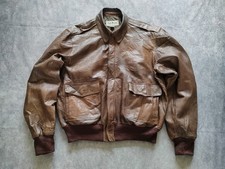 L.L. Bean Vintage 80s Men's Goatskin Leather A2 Bomber Jacket Brown Size 44 XL