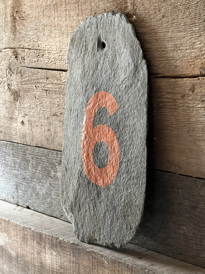 Vintage French Painted Slate Tiles Numbers - Image 4 of 4