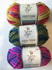 Yarn Bee Cozy Toes Sock Yarn  Lot of 3, Fierce Flame, Mermaid Eyes, Island Macaw