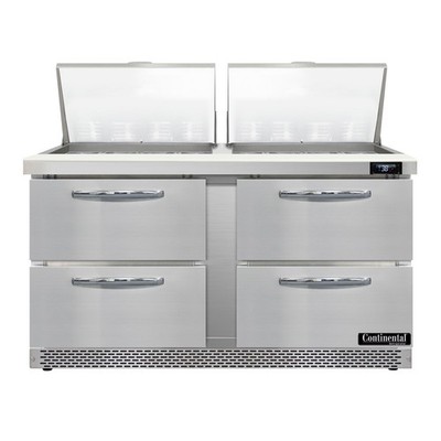 Continental Refrigerator D60N24M-FB-D 60'' Mega Top Sandwich Prep Table w/ 4 D...