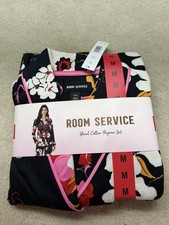 Room Service Womens 2-Piece Shawl Collar Pajama Set US, Alpha SIZE MEDIUM
