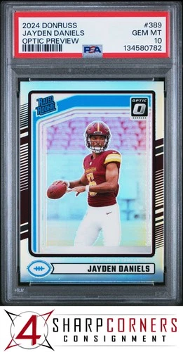 2024 DONRUSS OPTIC PREVIEW PRIZM #389 JAYDEN DANIELS RC RATED ROOKIE PSA 10