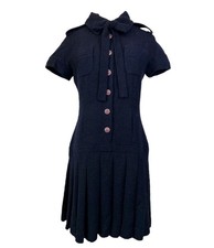 Chanel New 2016 Tweed Dress Navy Blue Size 36/ Small