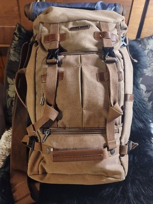 WITZMAN Travel Backpack Large Canvas Luggage Carry on Duffel Bag Brown