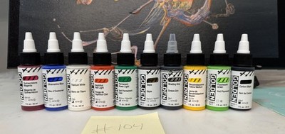 LOT OF 10 Golden High Flow Acrylics 1 fl. oz. /30 ml Sealed No Duplicates LOT104