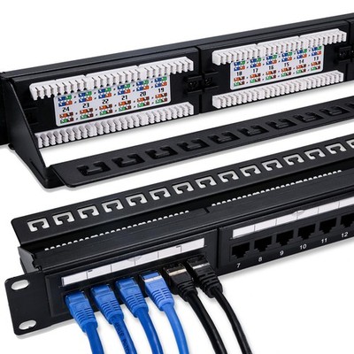 6COMGIGA 24 RJ45 Port Cat6 Patch Panel with Removable Back Bar,Support 110 & ...