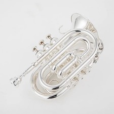 Mini Pocket Trumpet Bb Flat Brass Wind Instrument with Mouthpiece Case