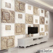 Fleece Photo Wallpaper Mural Murals Beige Colour 3D Square Retro Style 4237