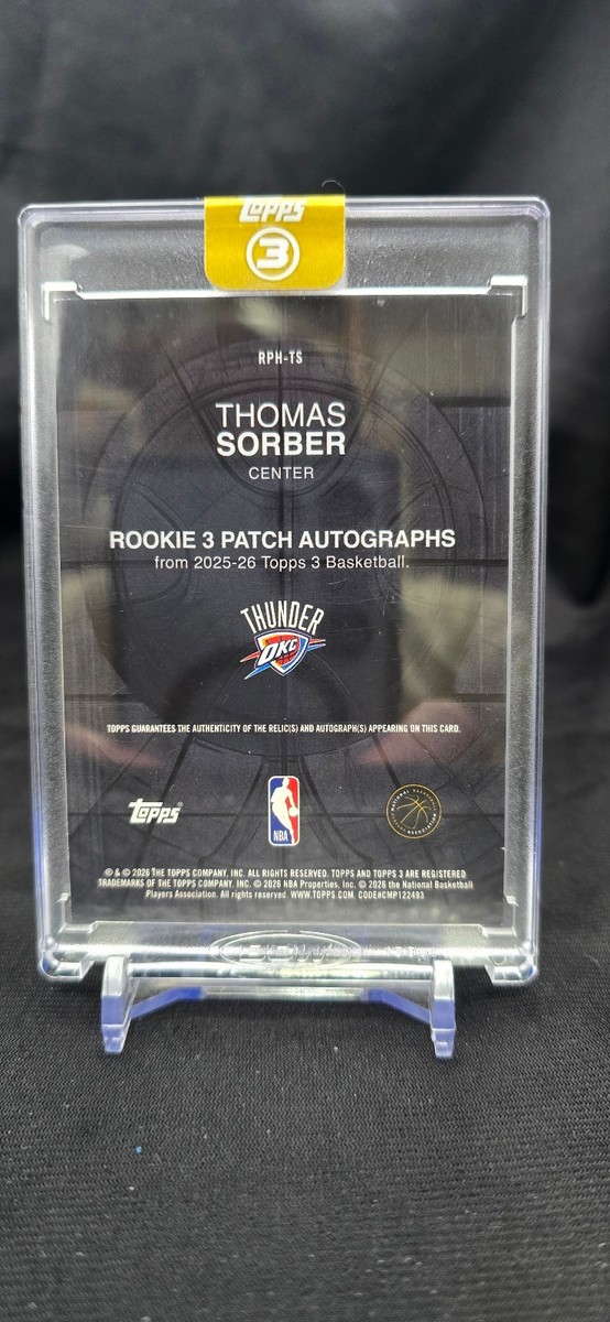2025-26 Topps Three - Rookie 3 Patch Autographs Horizontal Thomas
