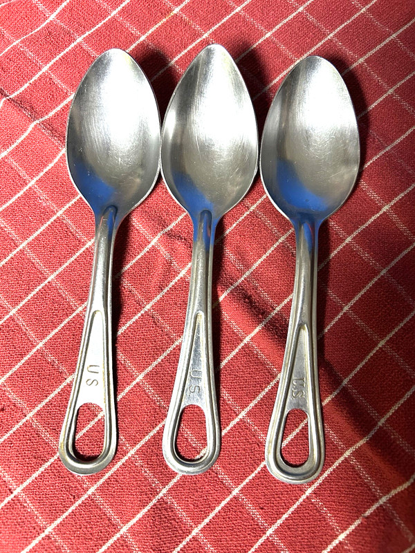 Three Vintage US Military Mess Kit Stainless Steel Spoons