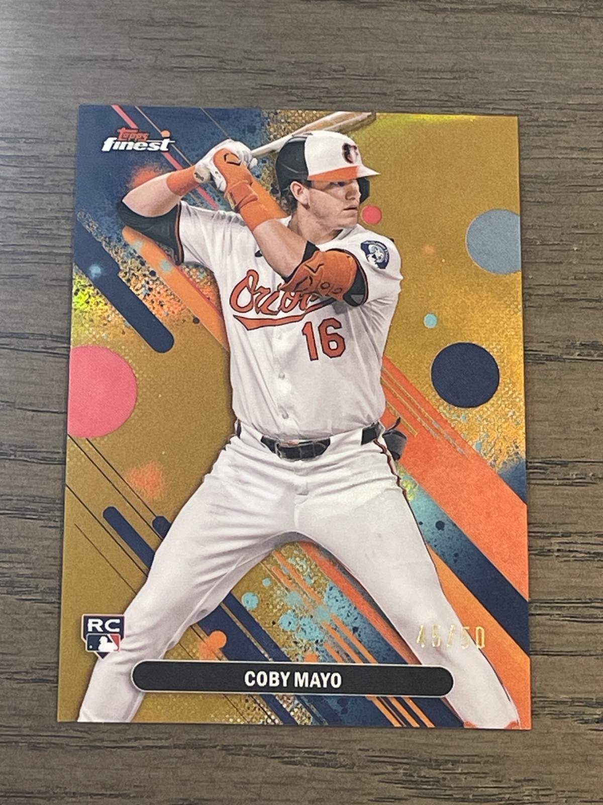 2025 Topps Finest Gold Refractor Coby Mayo RC #26 Balitmore Orioles /50