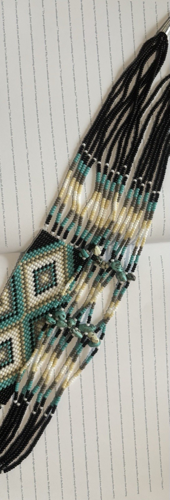 Beaded Statement Necklace Turquoise Multistrand N… - image 1