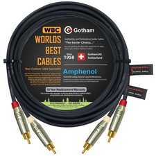 25 Foot RCA Cable Pair - Gotham GAC-4/1 (Black) Star-Quad Audio Interconnect ...