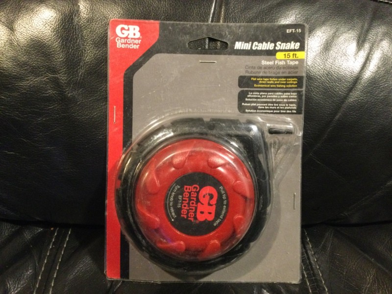 GB Mini CABLE SNAKE 15' Steel Fish Tape Durable High-Impact 5*3*26