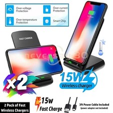 2X Wireless Fast Charger Charging Stand Dock For Samsung Galaxy iPhone Mobile