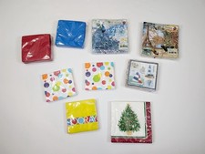 Mixed Lot Paper Napkins 9 Packages Christmas Party Beverage Lunch 196 Pieces