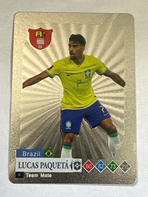 2023 World Football Stars Silver Foil Lucas Paquetá Brazil Soccer Card #12