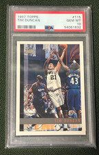 TIM DUNCAN 1997 TOPPS BASKETBALL #115 ROOKIE CARD RC PSA 10 SPURS HOF. rookie card picture