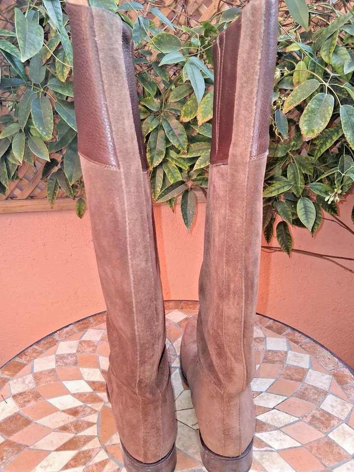 Vintage ! 100%cuir ! Bottes hautes talons plats " FREELANCE " Paris P38,5 - Photo 2/4