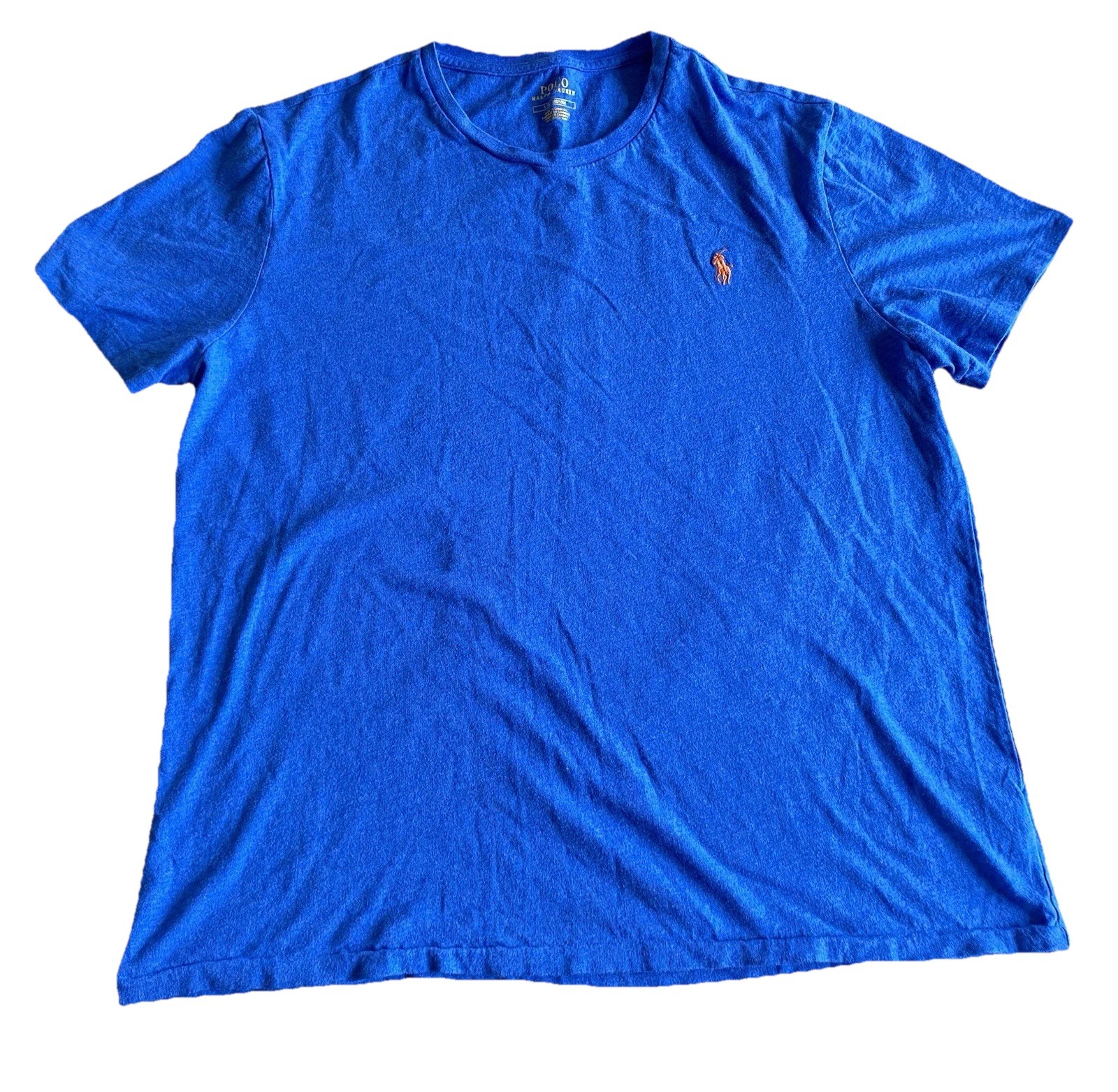 Polo Ralph Lauren maglietta manica corta blu arancione pony grande 100% cotone