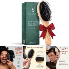 Boar Bristle Hair Brush Smoothes Detangles All Hair Types Thick Hair Scalp