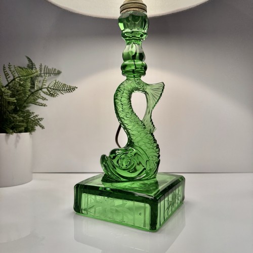 Heisey Moongleam #110 Sandwich Dolphin Candlestick Lamp, Heisey Museum