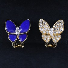 Van Cleef & Arpels De Papillon Earring Diamond Lapis Lazuli 750YG P0060332
