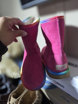UGG Rainbow Genuine Shearling Suede Snow Boots Classic Mid Cozy USA Kids 4