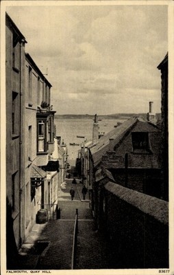 Ak Falmouth Cornwall England,  Quay Hill, Straße mit Blick auf das... - 4859721