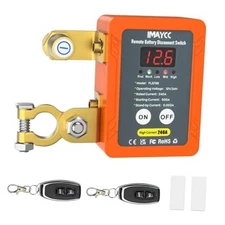 12V 240A Remote Kill Switch for Car, LED Battery Disconnect Orange
