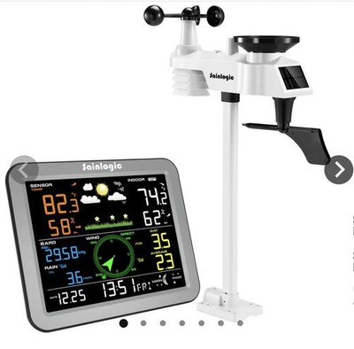 Sainlogic Weather Station Wireless 7-IN-1 Indoor Outdoor Color LCD SC088 - Used