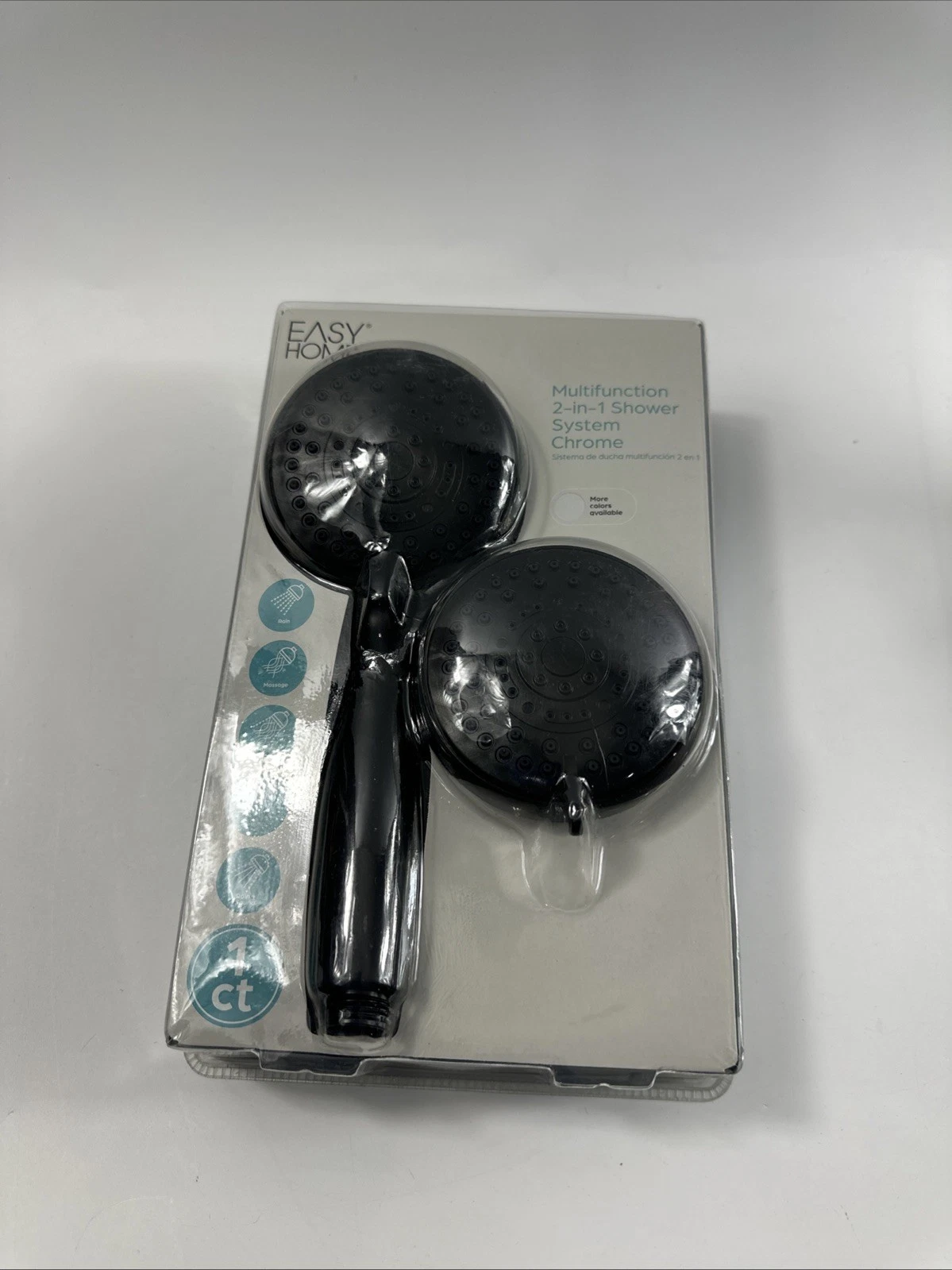 NEW Easy Home Multifunction 2 in 1 Shower Head System, Black Chrome