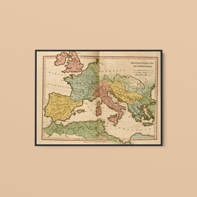 Vintage Maps - Lands of the Patriarchs in the Western Europe 330 CE - Art Print