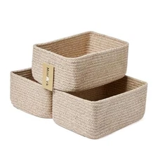 Small Storage Baskets for Organizing | Closet 3pcs-L11.5xW7.5xH4.7" Natural