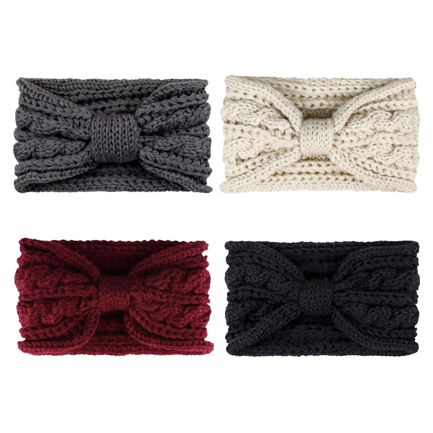 Winter Headbands For Women Knitted Ear Warmer Headband Crochet Bow Twist Head