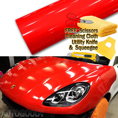 24'' x 60'' Super Gloss Red Vinyl Film Wrap Sticker Air Bubble Free 2ft x 5ft