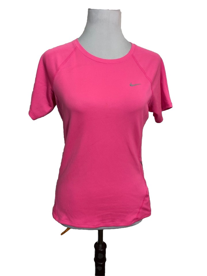 NIKE Ladies Size S / 10 Hi-Vis Pink Activewear Sports  T-Shirt Top Excellent Con