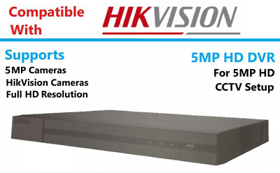 5MP DVR HD 4CH DVR CCTV RECORDER - KOMPATIBEL MIT HIKVISION SETUP