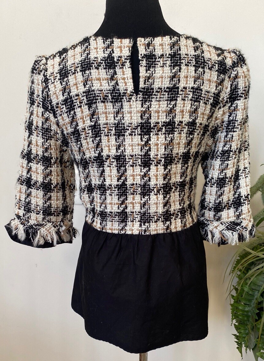 Zara Basic Women's Multicolor Houndstooth Tweed B… - image 6