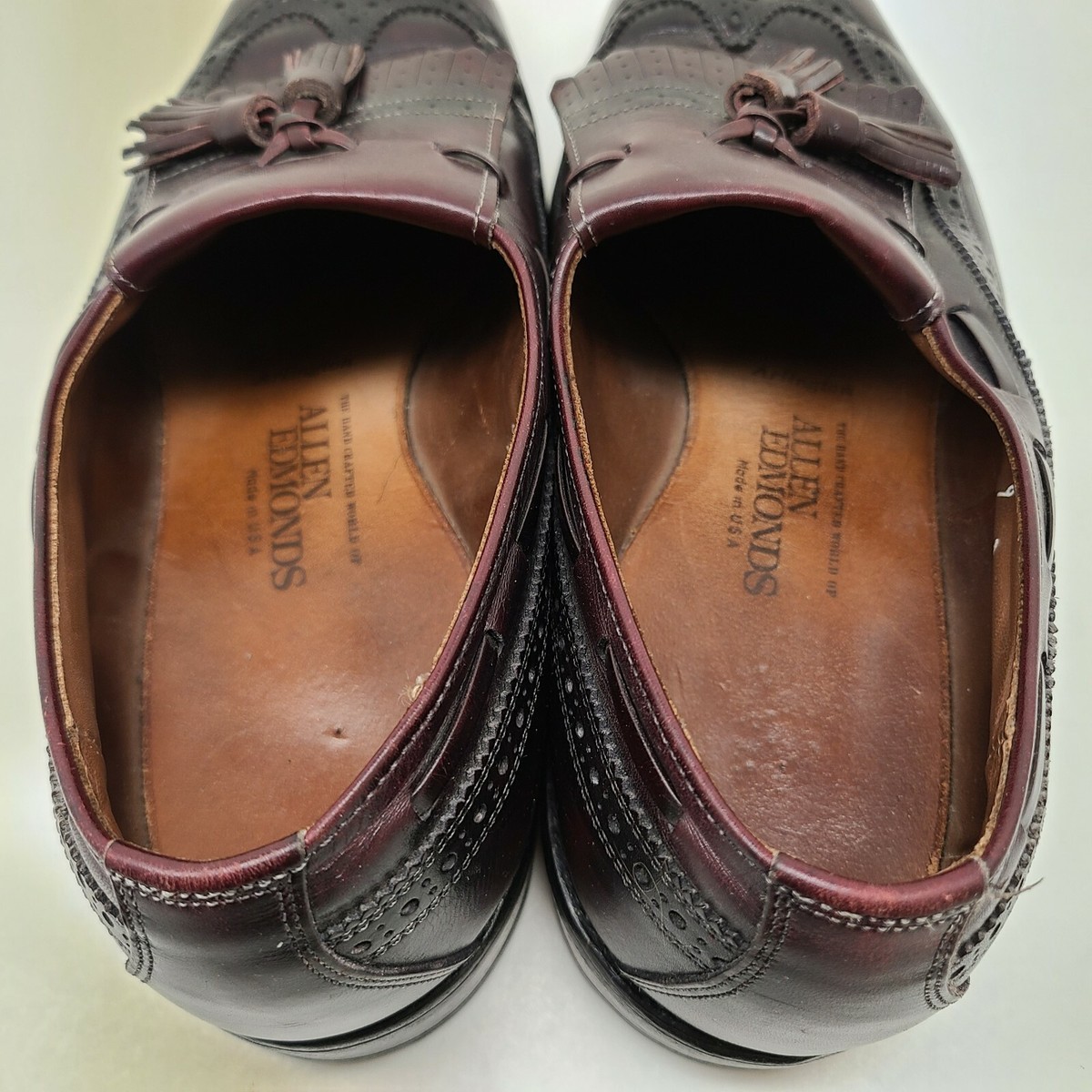 Allen Edmonds Arlington Burgundy Wingtip Brouge Kiltie Tassel‎ Loafers Mens 10.5 ALLEN EDMONDS ARLINGTON BURGUNDY KILTIE MEN main image 2