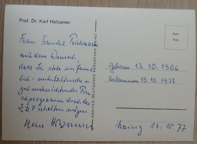 Autograph/autograph artistic director ZDF Prof. Dr. Karl Holzamer 1977 (104638)