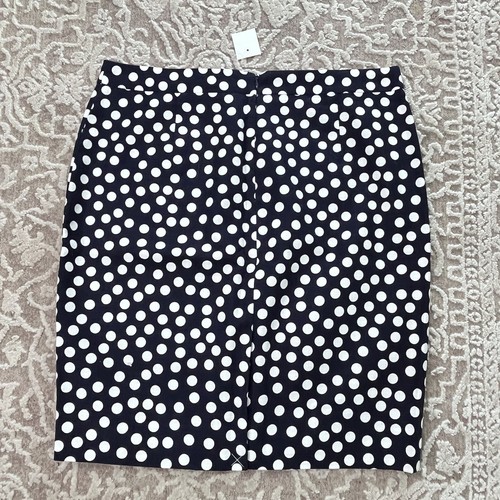 NWT J. Crew Pencil Skirt 12 Navy Dot Print $98 Cotton Lined Preppy Office - Picture 5 of 13